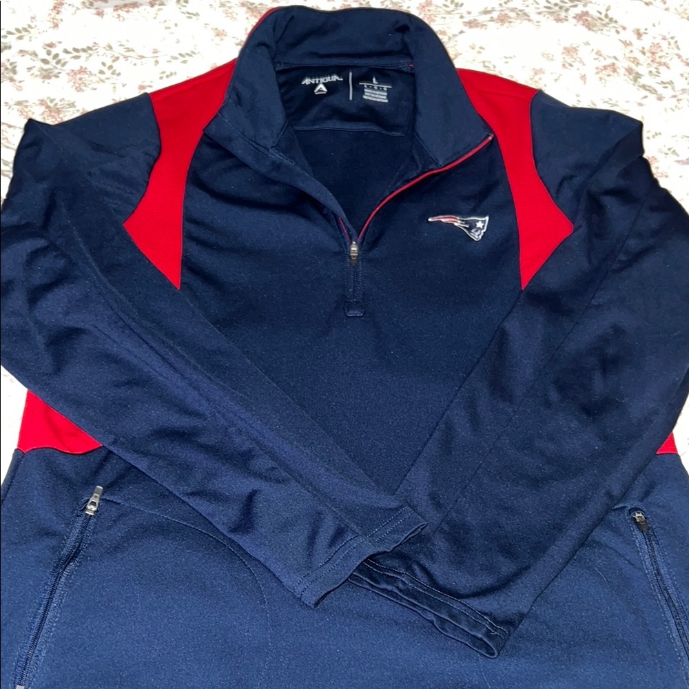 New England Patriots Navy and Red Quarter-Zip Pullover